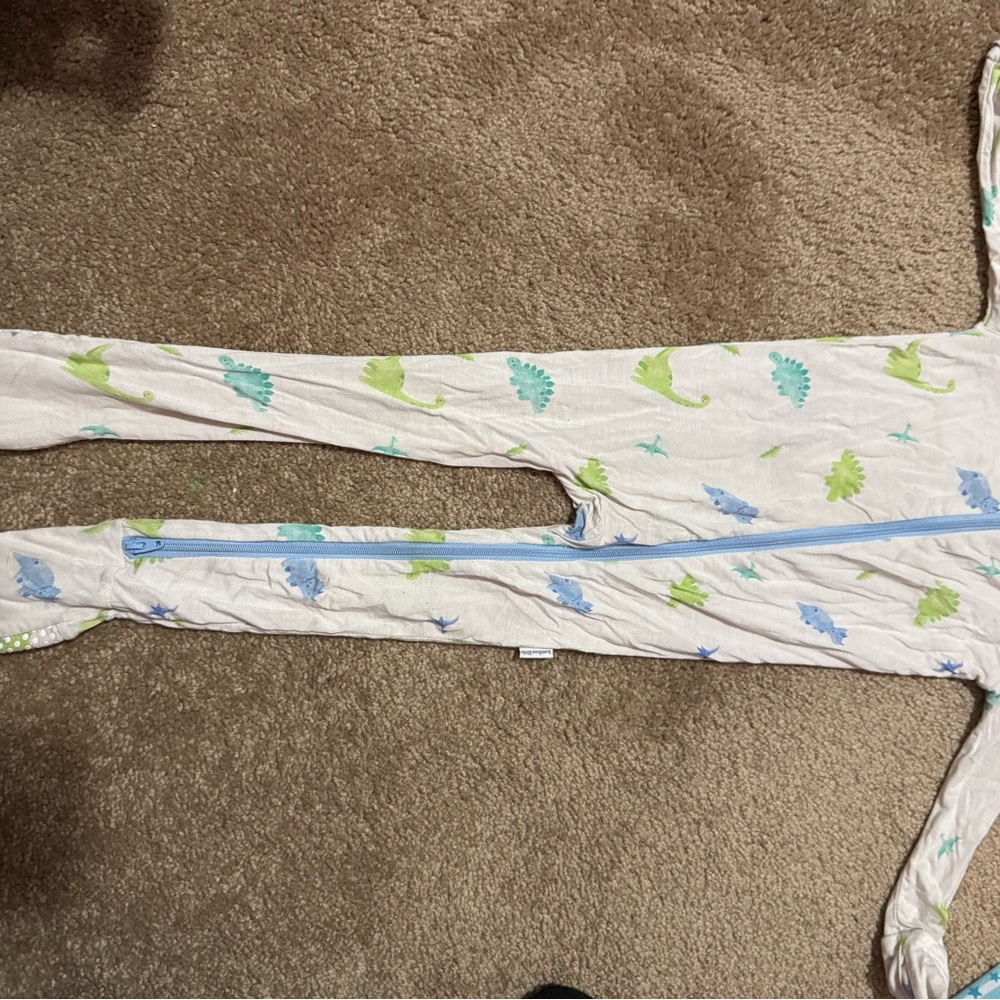 BAMBOO Blue and Green Dinosaur Footie